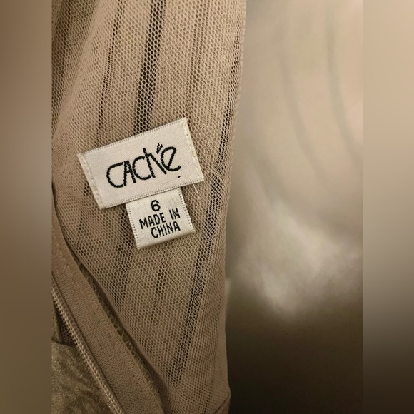 Cache’ Metallic Gold Tiered Evening Dress Size 6 - Picture 3 of 5